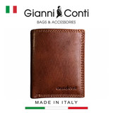VÍ DA THẬT NAM MÀU NÂU ĐEN 917387-28 – GIANNI CONTI - SẢN XUẤT THỦ CÔNG TẠI ITALY