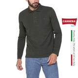 ÁO POLO DÀI TAY NAM COTTON TRƠN MÀU XANH NHỰA THÔNG - CARRERA JEANS - NHẬP KHẨU CHÍNH HÃNG TỪ ITALIA