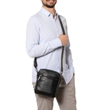 TÚI ĐEO CHÉO DA THẬT MÀU XANH GREEN/ĐEN - GIANNI CONTI - SẢN XUẤT THỦ CÔNG TỪ ITALY