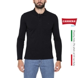 ÁO POLO DÀI TAY NAM COTTON TRƠN MÀU ĐEN - CARRERA JEANS - NHẬP KHẨU CHÍNH HÃNG TỪ ITALIA