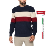 ÁO LEN NAM DÀI TAY KẺ NGANG 3 MÀU CỔ TRÒN - CARRERA JEANS - NHẬP KHẨU CHÍNH HÃNG TỪ ITALIA