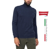 ÁO DÀI TAY NAM MÀU TRƠN VỚI CỔ CAO VÀ LOGO THÊU - CARRERA JEANS - NHẬP KHẨU CHÍNH HÃNG TỪ ITALIA