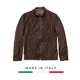 ÁO KHOÁC DA NAM MÀU NÂU ERMES - MASSIMO ROMOLINI - NHẬP KHẨU CHÍNH HÃNG TỪ Ý