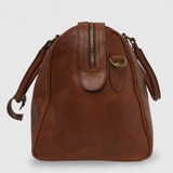 TÚI DU LỊCH DA BÊ MỀM CAO CẤP MÀU NÂU COGNAC 9277 -  MEDICI OF FLORENCE - SẢN XUẤT THỦ CÔNG TẠI ITALIA