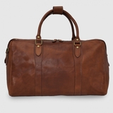 TÚI DU LỊCH DA BÊ MỀM CAO CẤP MÀU NÂU COGNAC 9277 -  MEDICI OF FLORENCE - SẢN XUẤT THỦ CÔNG TẠI ITALIA