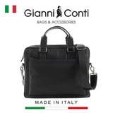 TÚI LAPTOP DA THẬT MÀU ĐEN 2501370-10 – GIANNI CONTI - SẢN XUẤT THỦ CÔNG TẠI ITALY
