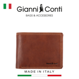 (SEO) VÍ DA THẬT NAM MÀU NÂU VÀNG 917041-25 – GIANNI CONTI - SẢN XUẤT THỦ CÔNG TẠI ITALY