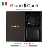 GIFT SET VÍ VÀ THẮT LƯNG DA THẬT MÀU ĐEN 919969-10 – GIANNI CONTI - SẢN XUẤT THỦ CÔNG TẠI ITALY