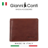 (SEO) VÍ DA THẬT NAM MÀU NÂU ĐẬM 917041-28 – GIANNI CONTI - SẢN XUẤT THỦ CÔNG TẠI ITALY