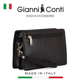 CLUTCH NAM MÀU ĐEN DA THẬT 9402019-10 – GIANNI CONTI - SẢN XUẤT THỦ CÔNG TẠI ITALY