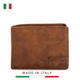 VÍ NAM DA THẬT CAO CẤP MÀU NÂU – GIANNI CONTI - SẢN XUẤT THỦ CÔNG TỪ ITALY