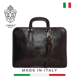 TÚI ĐỰNG LAPTOP DA CALFSKIN CAO CẤP 081 - Black -  MEDICI OF FLORENCE - SẢN XUẤT THỦ CÔNG TẠI ITALIA