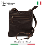 TÚI ĐEO CHÉO NAM DA THẬT MÀU NÂU ĐẬM 086161TM – OLD ANGLER - SẢN XUẤT THỦ CÔNG TỪ ITALY