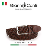 (SEO) THẮT LƯNG DA THẬT NAM MÀU NÂU 5105370-35-28 - GIANNI CONTI - SẢN XUẤT THỦ CÔNG TẠI ITALIA