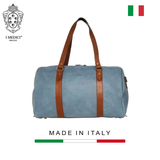 TÚI DU LỊCH DA CALFSKIN 1001-2 DL - Steel Blue -  MEDICI OF FLORENCE - SẢN XUẤT THỦ CÔNG TẠI ITALIA