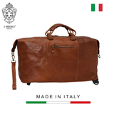 TÚI DU LỊCH CALFSKIN 1010 - Brown -  MEDICI OF FLORENCE - SẢN XUẤT THỦ CÔNG TẠI ITALIA