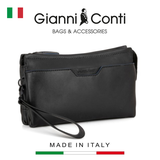CLUTCH DA THẬT NAM MÀU ĐEN 4902101-10 – GIANNI CONTI - SẢN XUẤT THỦ CÔNG TẠI ITALY