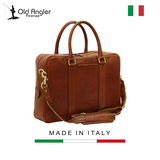 TÚI LAPTOP NAM DA CALFSKIN MÀU NÂU 030191MA * 91Ma  – OLD ANGLER - SẢN XUẤT THỦ CÔNG TỪ ITALY