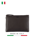CLUTCH NAM MÀU NÂU ĐEN DA THẬT – GIANNI CONTI - SẢN XUẤT THỦ CÔNG TỪ ITALY