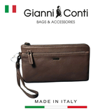 CLUTCH DA THẬT NAM MÀU NÂU 1812216-28 – GIANNI CONTI - SẢN XUẤT THỦ CÔNG TẠI ITALY