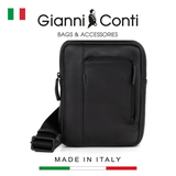 TÚI ĐEO CHÉO DA THẬT MÀU ĐEN 1812292-10 - GIANNI CONTI - SẢN XUẤT THỦ CÔNG TỪ ITALY