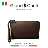 CLUTCH DA THẬT NAM MÀU NÂU 1812212-28 - GIANNI CONTI - SẢN XUẤT THỦ CÔNG TẠI ITALY