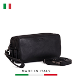 CLUTCH DA THẬT NAM MÀU ĐEN GWEN – GIANNI CONTI - SẢN XUẤT THỦ CÔNG TỪ ITALY