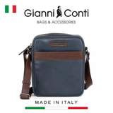 (SEO) TÚI ĐEO CHÉO DA THẬT MÀU XANH 6052812-627 - GIANNI CONTI - SẢN XUẤT THỦ CÔNG TẠI ITALY