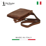 TÚI ĐEO CHÉO NAM MÀU NÂU SẪM – OLD ANGLER - SẢN XUẤT THỦ CÔNG TỪ ITALY