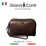 CLUTCH DA THẬT NAM MÀU NÂU 1812105-28 – GIANNI CONTI - SẢN XUẤT THỦ CÔNG TẠI ITALY