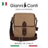 TÚI ĐEO CHÉO DA THẬT MÀU NÂU BE 6022683-609 - GIANNI CONTI - SẢN XUẤT THỦ CÔNG TẠI ITALY