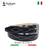 THẮT LƯNG DA NAM MÀU ĐEN 514405NE – OLD ANGLER - SẢN XUẤT THỦ CÔNG TỪ ITALY