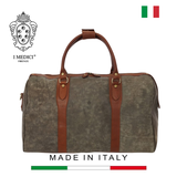 TÚI DU LỊCH DA BÊ MỀM CAO CẤP MÀU MILITARY 9277 SAND -  MEDICI OF FLORENCE - SẢN XUẤT THỦ CÔNG TẠI ITALIA