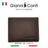 VÍ DA THẬT NAM MÀU NÂU 587116-20 – GIANNI CONTI - SẢN XUẤT THỦ CÔNG TẠI ITALY