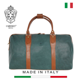 TÚI DU LỊCH DA BÊ MỀM CAO CẤP MÀU FOREST GREEN -  MEDICI OF FLORENCE - SẢN XUẤT THỦ CÔNG TẠI ITALIA