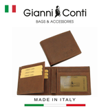 VÍ DA THẬT NAM MÀU NÂU 587012-20 – GIANNI CONTI - SẢN XUẤT THỦ CÔNG TẠI ITALY