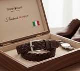 (SEO) THẮT LƯNG DA THẬT NAM MÀU NÂU 5105370-35-28 - GIANNI CONTI - SẢN XUẤT THỦ CÔNG TẠI ITALIA