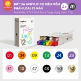 Bút dạ màu Acrylic Mideer Markers siêu mềm kèm bút dạ màu nhũ highlight