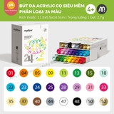 Bút dạ màu Acrylic Mideer Markers siêu mềm kèm bút dạ màu nhũ highlight
