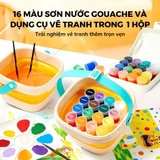 Bộ Màu Sơn Nước Cao Cấp 16 Màu Dễ Lau Chùi Kèm Dụng Cụ Và Hộp Đựng Gấp Gọn - Mideer Portable Gouache Paint Bucket Set