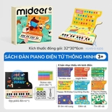 Sách Đàn Piano Điện Tử Thông Minh Mideer, Đồ Chơi Âm Nhạc Phím Màu Kèm 6 Bài Hát Và Giá Đỡ Bản Nhạc