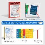 Bảng Vẽ LCD Thông Minh Tự Xóa Mideer, Bảng Vẽ Điện Tử Không Cần Giấy Kèm 15 Thẻ Mẫu Cho Bé 3 Tuổi+