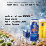 Bia Tiger Xanh 500ml - Thùng 24 Lon - Nhập Khẩu Hà Lan 100% - Lager 4.7%