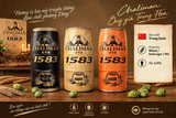 Thùng x 6 Lon Bia Chalimam 1583 1000ml - Wheat Beer / Dark Lager / Wit Beer - Bia Ông Già Trung Hoa 4.8%