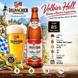 Bia Đức Irlbacher Premium Vollbier Hell 4.9% - Thùng 20 Chai 500ml - Nhập Khẩu 100% - DLG Gold 2024 - Score 85