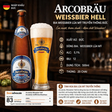 Bia Đức Arcobräu Weissbier Hell - Bia Lúa Mỳ Truyền Thống 5,1% - Chai 500ml - Thùng 20 Chai - Nhập Khẩu Đức