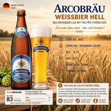 Bia Đức Arcobräu Weissbier Hell - Bia Lúa Mỳ Truyền Thống 5,1% - Chai 500ml - Thùng 20 Chai - Nhập Khẩu Đức