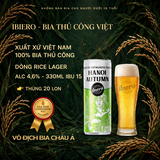 Bia Thủ Công Hanoi Autumn - Dòng Rice Lager Vị Cốm Non - Lon 330ml - Alc 4,6% - IBU 15 - Thùng 20 Lon - iBiero