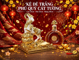 Kệ Dê Trắng Phú Quý Cát Tường Cao 31cm - Kệ Đỡ Rượu Tết 2026 - Quà Tết Sang Trọng