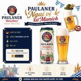 [THÙNG 24 LON] Bia Paulaner Weissbier 500ml - Bia Lúa Mỳ Đức - Bia Tươi Munich Weissbier - Alc 5.5%